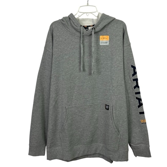 ARIAT Rebar Men’s Pullover Hoodie Sweatshirt Sz XL-Tall Gray Drawstring LS - Picture 1 of 11